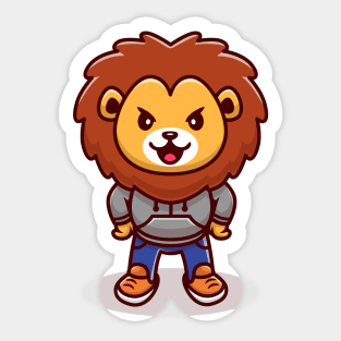 Cute Lion Mascot Cartoon Sticker